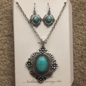 Turquoise necklace and earring set